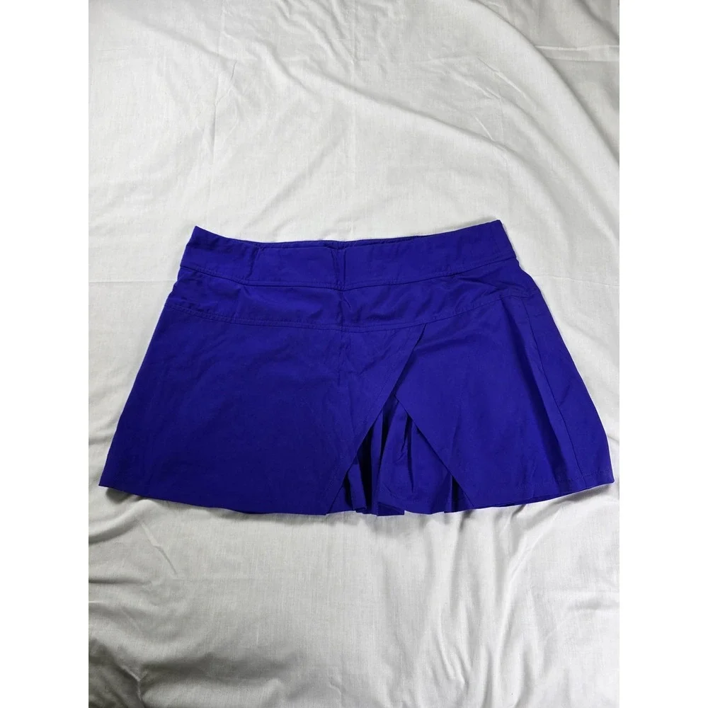 Athleta Skort Womens Large Blue Stretch Athletic Lined Zip Pocket Running